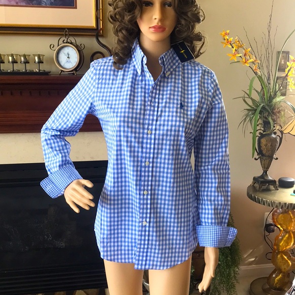 Ralph Lauren Tops - Brand New Ralph Lauren Gingham Blue Button Blouse